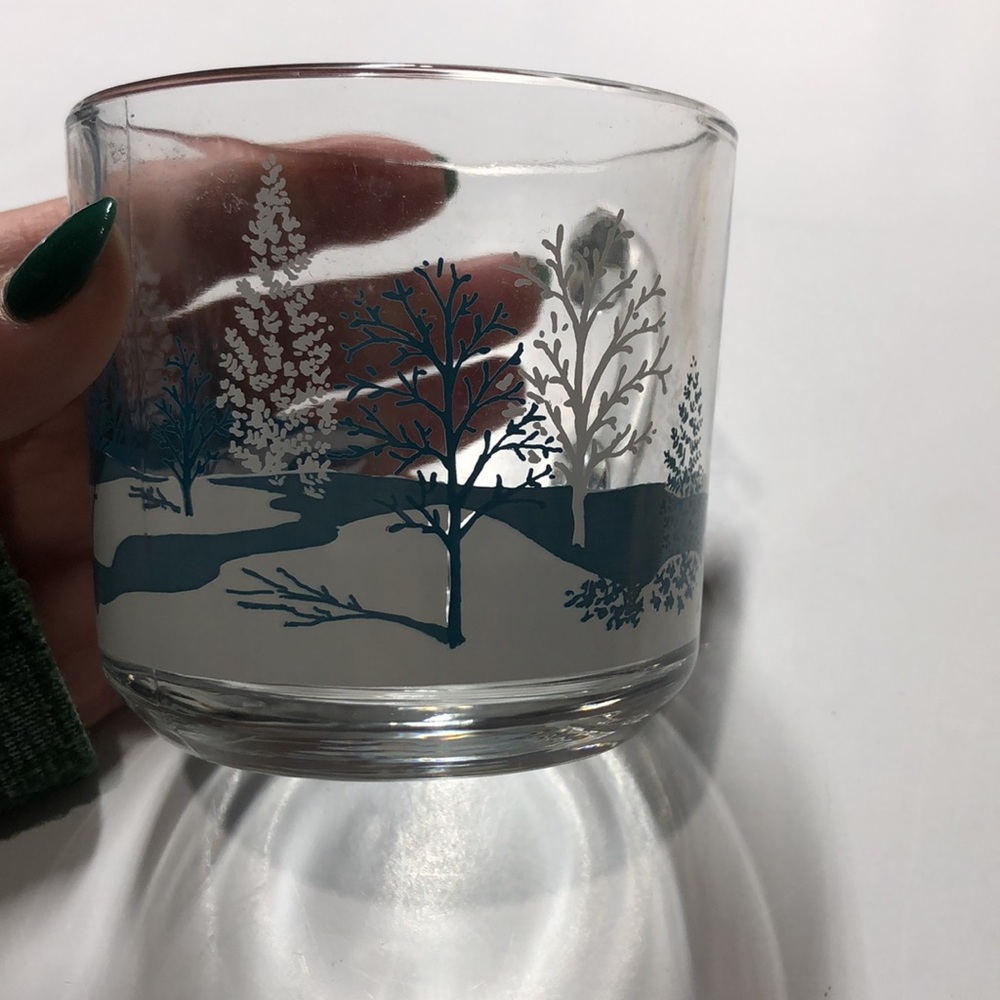 Set of 2 Anchor winter tree glass mugs - Picture 5 of 7